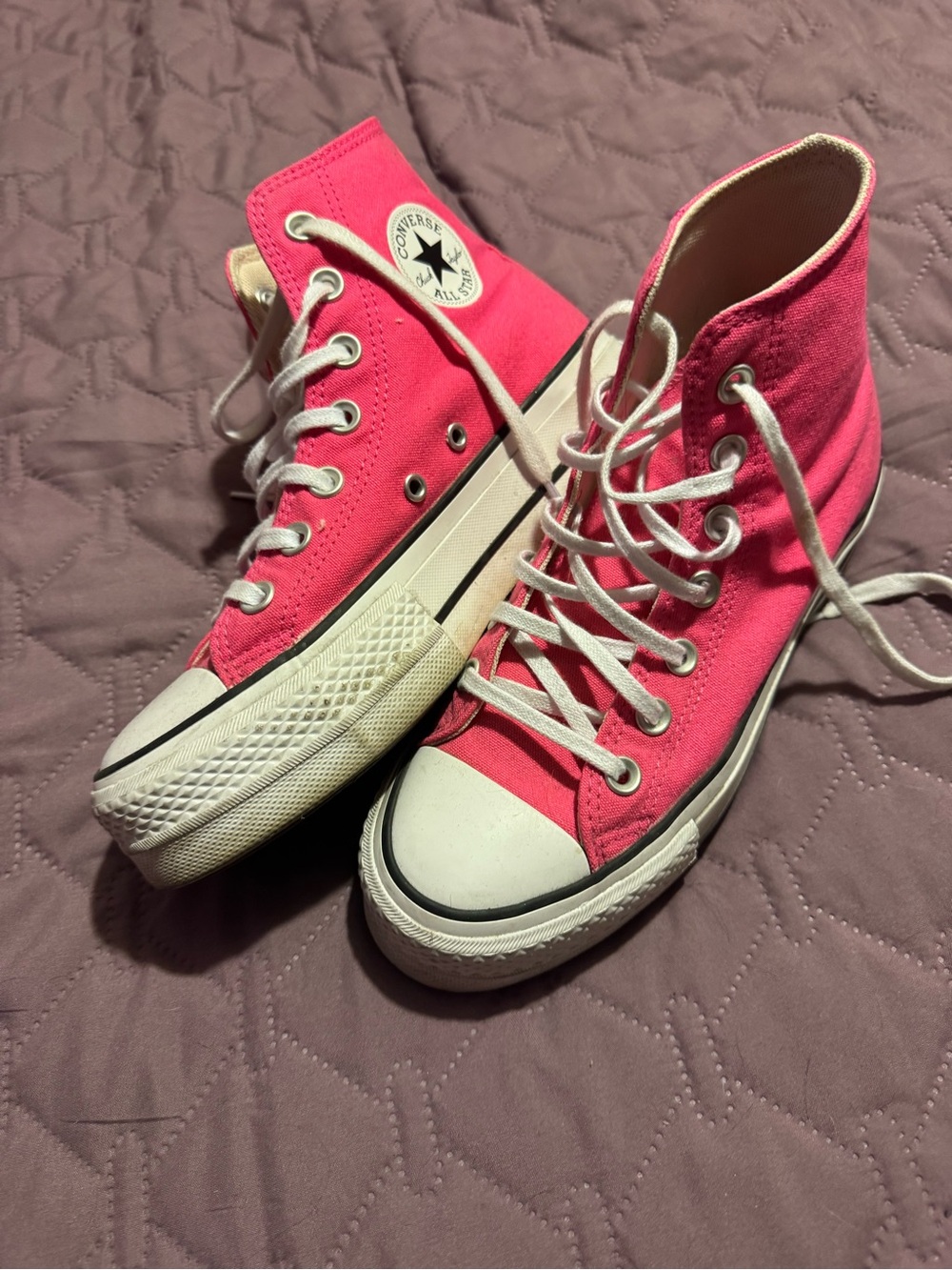 Womens 5.5 Converse Platform High Tops Hot Pink